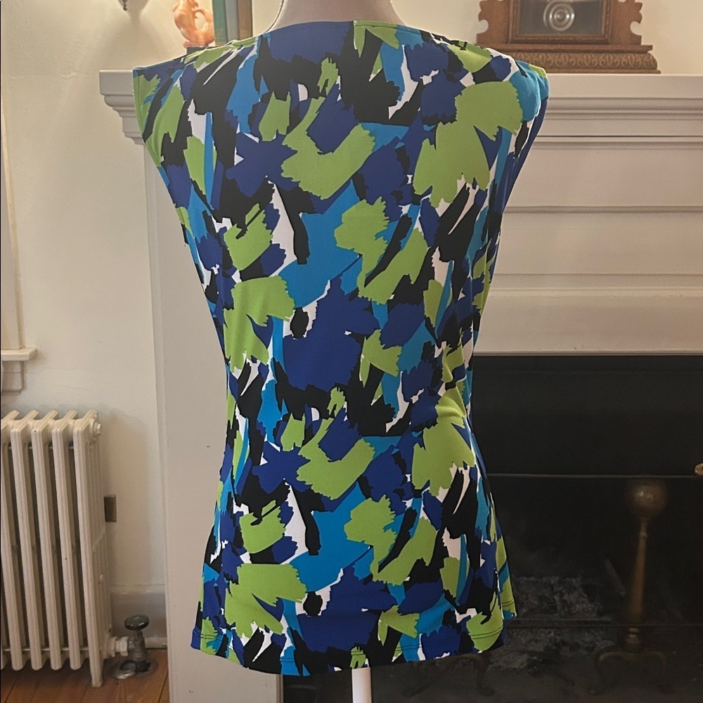 Vince Camuto Blue and Green Abstract Blouse - Picture 2 of 4